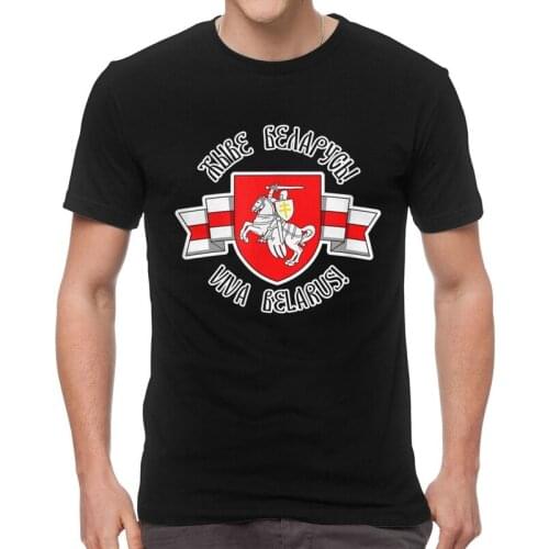 Belarus Pogonya White Red White Flag Protest Symbol T Shirt for Men Cotton T-shirts Funny Tshirt Short Sleeve Coat of Arms Tee