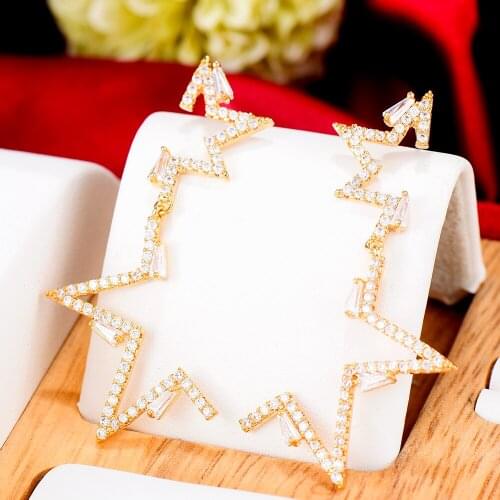 GODKI 50mm Half Of Star Meteor Full Micro Cubic Zirconia Pave Women Wedding Bridal Party Engagement Climber Earring