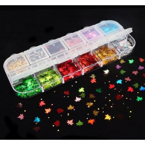 Holographic Laser Maple Leaf Chunky Glitter Sequins For Epoxy Resin Mold Filler Shiny Fall Leaves Nail Art Decoration Supplies