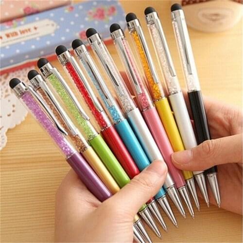 Kawaii Cute Bling Crystal Diamond Ballpoint Pen Touch Screen Ballpen Stationery Canates Escolar School Writing Supplies