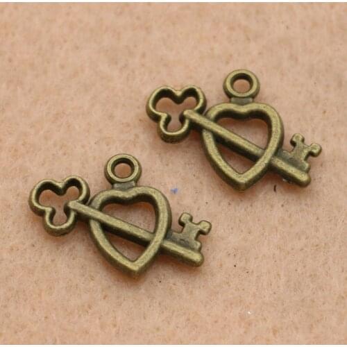 KJjewel Antique Bronze Plated Lock Heart Charms Pendants for Earrings Bracelets Jewelry Making DIY Accessories 15x17mm