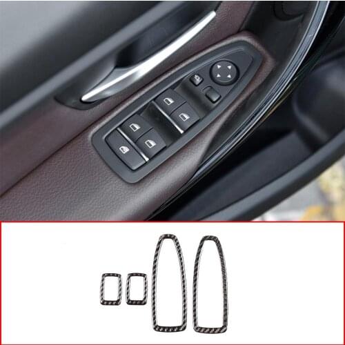 Soft Carbon Fiber Window Lift Door Button Control Frame Set Car Accessories For BMW 3 4 Series F30 F35 2013-2018