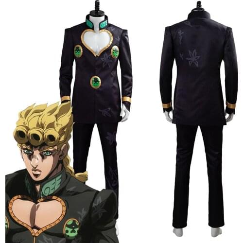 Giorno Giovanna Cosplay JoJo Bizarre Adventure Golden Wind Suit Coat Outfit Adult Men Women Halloween Carnival Costumes