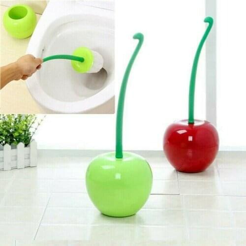 Creative Lovely Cherry Shape Lavatory Brush Toilet Brush & Holder Set Cleaning Bathroom Toilet Accessories