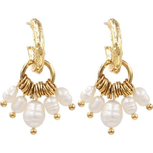 Mayjim New fashion pearl Tassel Earrings Korean style sweet simple net red metal shaped Earrings