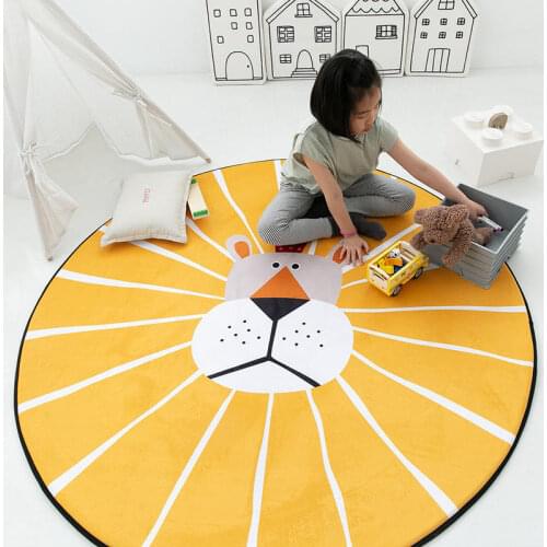 Cartoon Round Floor Mat Carpet Cute Animals Carpet Rugs for Living Room Bedroom Kids Room Non-Slip Play Mat Round Mat Carpet