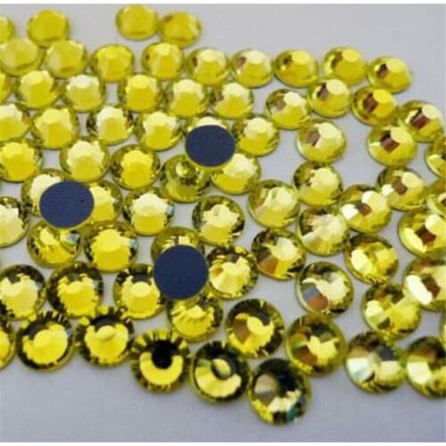 MUS.SUN SS20 SS30 Citrine Yellow DMC Crystal Rhinestone Flatback Round Glass Hotfix Rhinestone With Glue For Clothing Decor