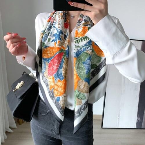 2021 spring new female scarf high quality shawl mulberry silk fashion scarf headscarf beach sun protection Baotou scarf 90cm*90c