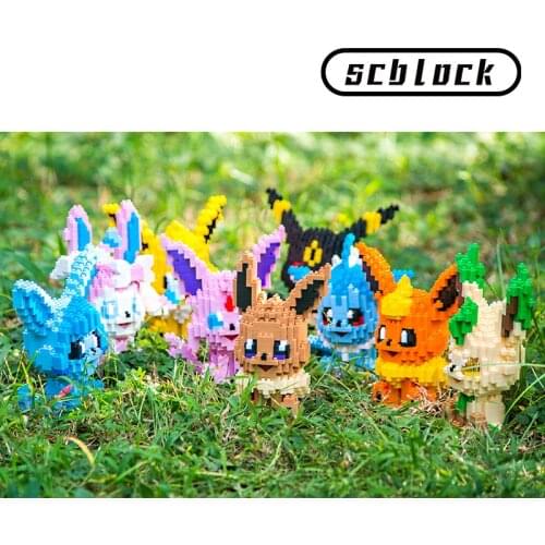 New 9 Styles Diamond Blocks Pokemon Block Eevee Sylveon Anime Game Figure Toy for Children Pokemon Fans No Box