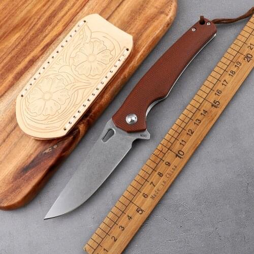 New M390 blade linen handle outdoor survival tactics camping hunting self-defense multifunctional EDC tool fruit folding knife