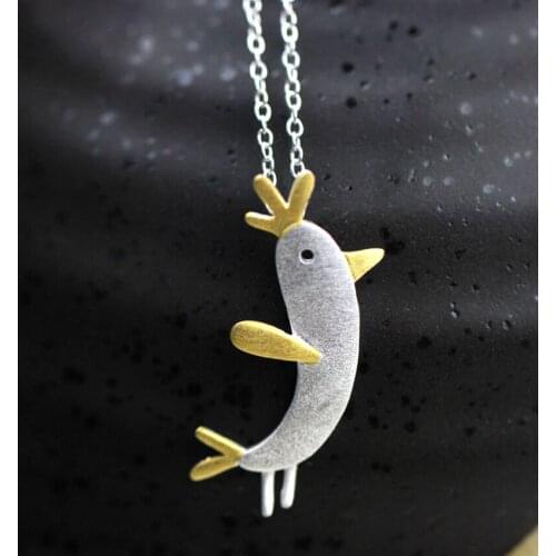 Kinitial Cute Animal Bird Necklace Pendant Silver Color Jewelry for Women Handmade Small Bird Charm Necklace Accessories