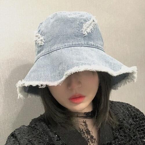 Bucket Hat Female Cowboy Hole Fisherman Hat Retro Sun Hat Basin Hat Sun Hat