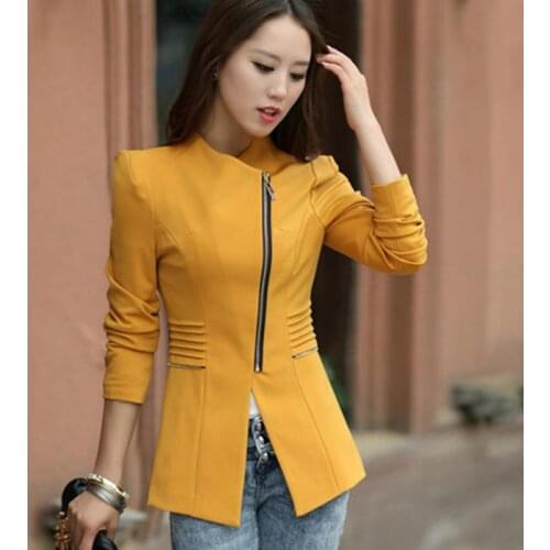 Spring Autumn Fashion Women Blazer Long sleeve Jacket Suit Casual Coat Short Slim Fit Outerwear Blaser Work Wear