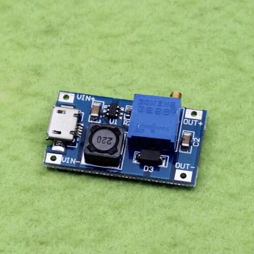 MicroUSB input 2A Boost Board DC-DC Boost/ Module Wide Voltage Input 2/24v rise 5/9/12/28v Adjustable (c7a5)