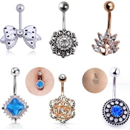 Belly Button Rings Crystal Surgical Steel Body Jewelry Belly Piercing Rings Sex Real Navel Piercing Ombligo Pircing