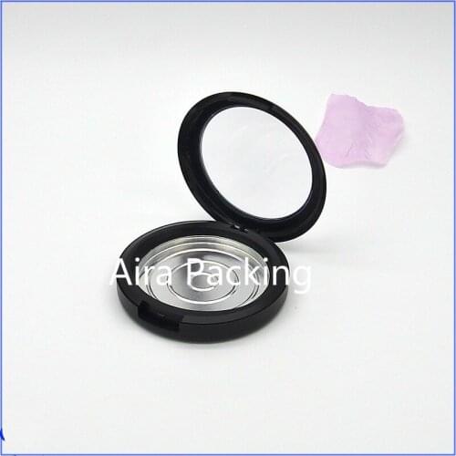 Empty Blusher Compact 59mm Cosmetic Powder Case Matte Black Eyeshadow Containers Round Portable Lip Rouge Sub Packaging Box