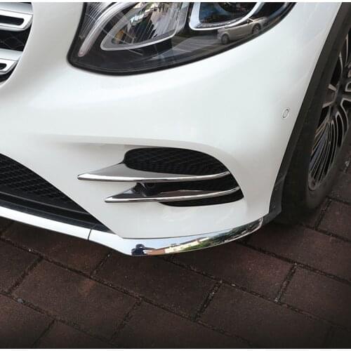 Car Front Fog Lamp Frame Decorative Cover Trim Strips 4Pcs For Mercedes Benz GLC X253 2017 Chrome ABS Grille Decals