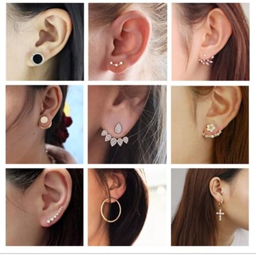 New Fashion Jewelry Leaf Stud Korea Earrings For Women 2019 Hot Sale 1 Pair Geometric Cuff Gold-color Earring Wholesale Price