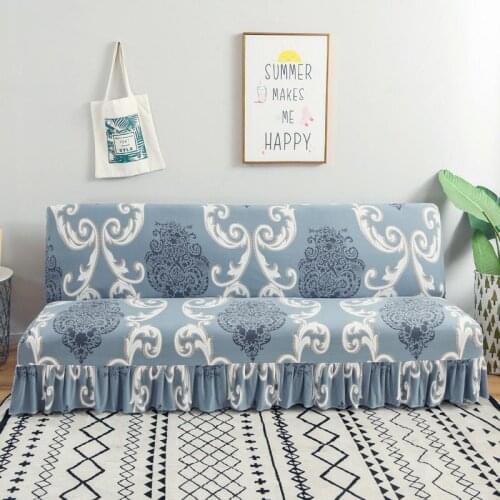 Modern Floral Series Sofa Cover With Skirt Edge For Folding Sofa Cover Without Armrest All-inclusive Elastic Slipcover Protector