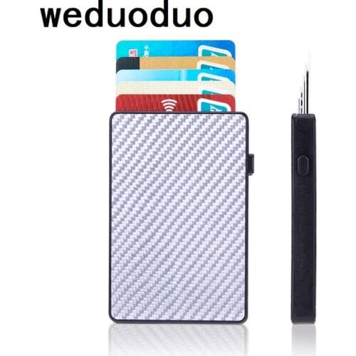 RFID Anti-theft Smart Wallet New Thin ID Card Holder Men Automatically Solid Metal Bank Credit Card Holder Business Mini