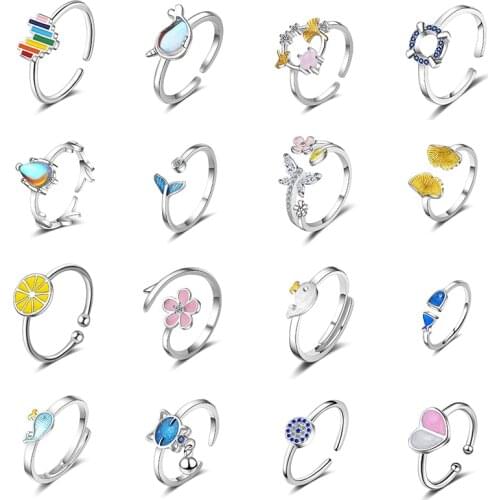 WANGAIYAO2021 new fashion colorful ring ladies geometric open ring Valentines day fashion jewelry gift jewelry female