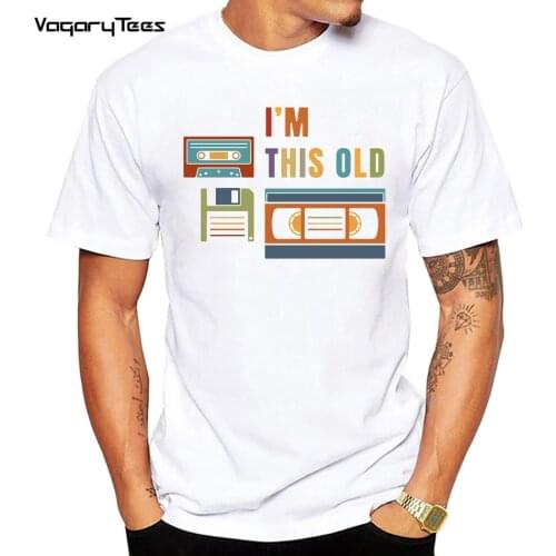Funny T Shirt for Men Tops Tees I'm this old - Old data storage media Printed Men Tshirt Oversized Clothes O-Neck streetwear tee