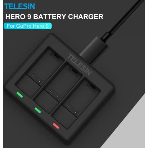 TWISTER.CK Camera Charger Three-charge Battery Charger Sports Camera Accessories for Gopro 9 Hero 9