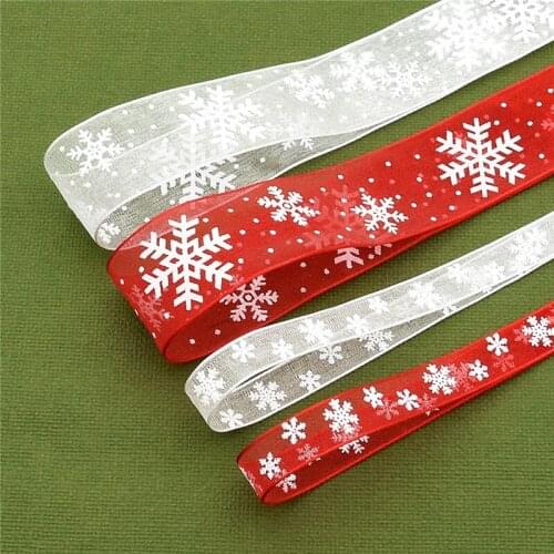 1Rolll Snowflake Ribbons Organza Christmas Supply Gift Wrapping Sewing Applique Flower Lace Collar Party DIY Crafts Decoration