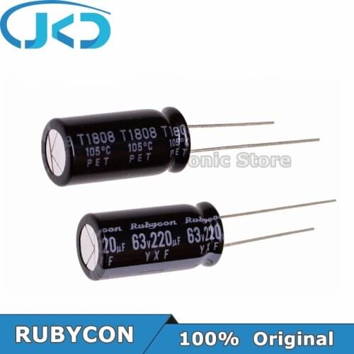 10pcs/20pcs RUBYCON 220UF 63V 10*20mm 220UF63V 63V220UF 10x20mm Aluminum Electrolytic Capacitor 100% Original