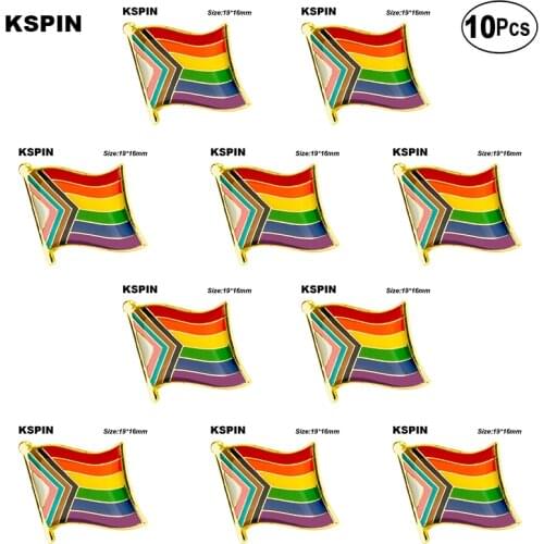 Progress Pride Flag Lapel Pin Flag badge Brooch Pins Badges 10Pcs a Lot