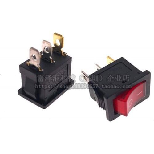 10 PACK KCD1-116 Boat Button Switch on/Off Rocker Switch Light 2 Files 3 Pin 6A 250V/10A 125V 15mm*21mm Copper Core Red Black