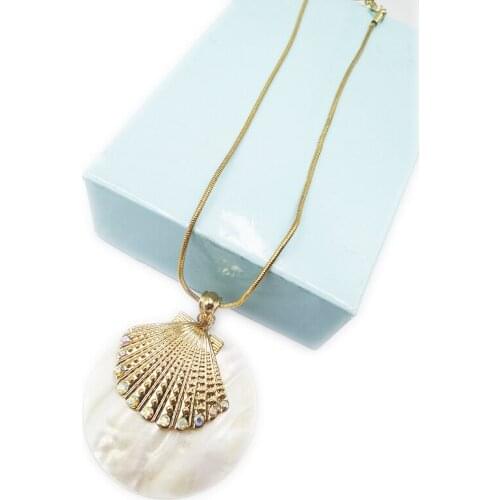 2 Styles Gold Shell Necklace Sparkling Fan Shape Pendant Necklaces Boho Necklace Delicate Ocean Gift for Her Collares De Moda