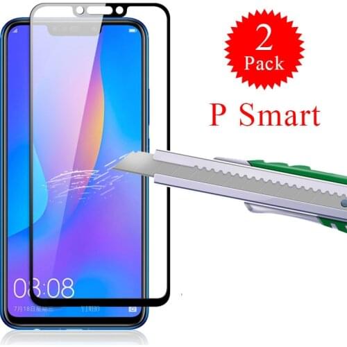 2 Pack Protective Glass for Huawei PSmart 2018 Full Cover Screen Protector Armor P Smart Plus 2019 PSmart+ Tempered Protection