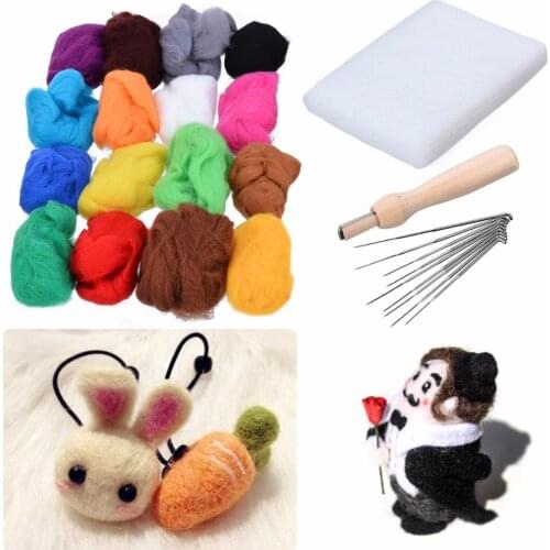 20 Colors 100g Wool + Needles Felt Tool Needle Felting Mat Starter Kit Durable DIY Art Handwork Craft Set