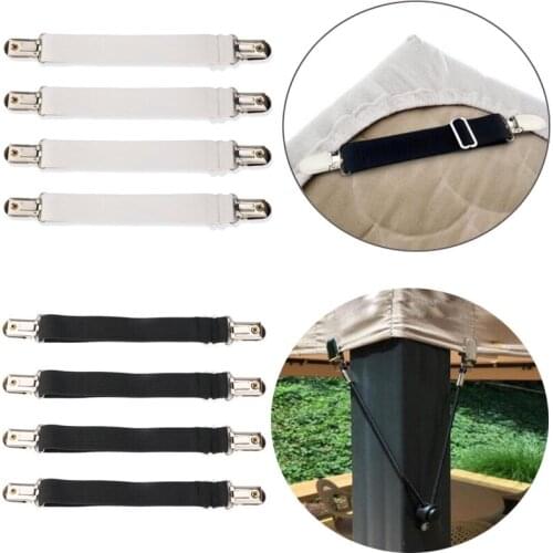 4pcs Black/White Set Bed Sheet Fasteners Adjustable Bed Mattress Sheet Clips Grippers Clip Set Straps Fasteners Holder Clip