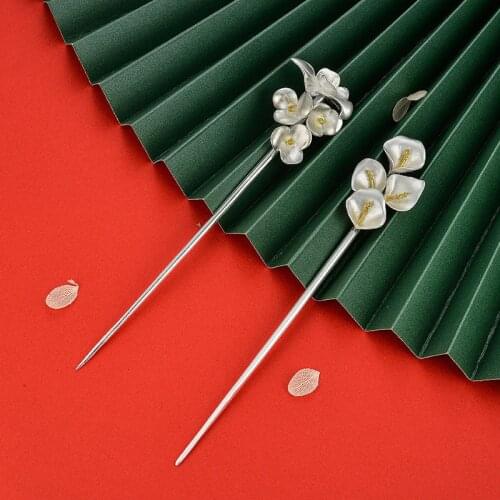 925 Sterling Silver Hair Stick Flower Women Hair Pins Handmade Luxury Jewelry