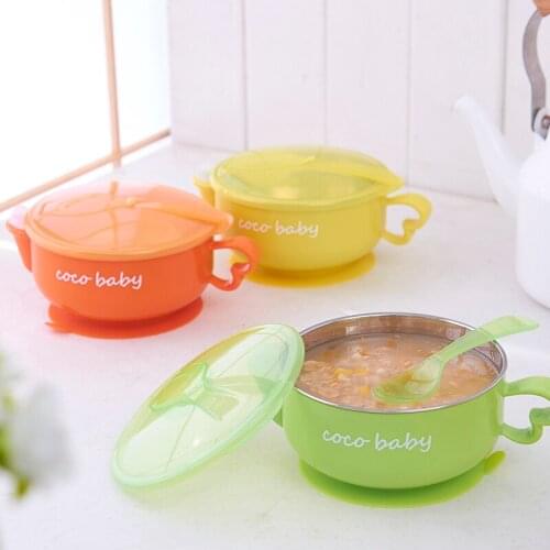 Adeeing Kids Stainless Steel Water-injection Insulation Bowl with Sucker Bento Box Tableware waterflood insulation bowl
