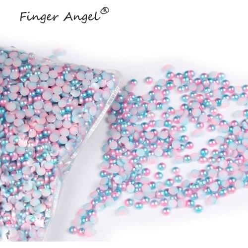 Finger Angel 10000Pcs/Pack Nail Art Half 4mm Multicolored Pearls 3D Rhinestones Nail Tips Decoration Wholesale Free Shipping