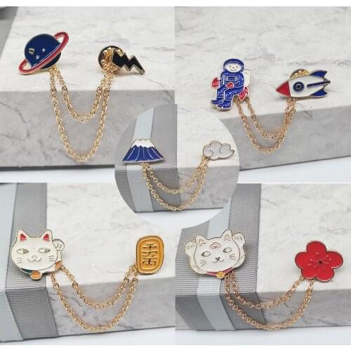 Fashionable Personality Men And Women With The Same Style Mount Fuji Cloud Collar Brooches Tassel Brooch Badge Enamel Lapel Pins