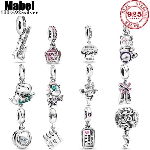 925 Sterling Silver color flower love wine coffee glass Pendant DIY fine beads Fit Original Pandora Charm Bracelet Jewelry
