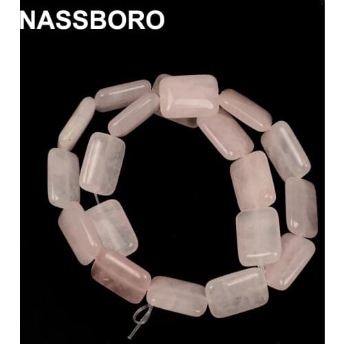 Rectangle Natural Pink Quartz Stone Beads Charm Loose Spacer Beads Wholesale Fit For Fashion Bracelet Jewelry Making DIY 13X18mm