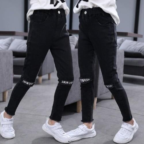 DIIMUU 4-13 Years Fashion Clothes Classic Cool Jeans Children Baby Girls Casual Long Trousers