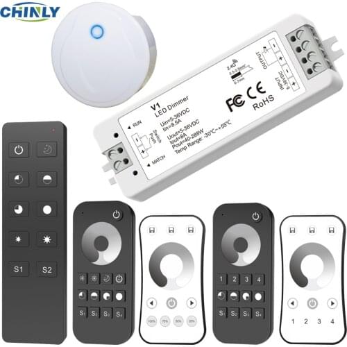 LED Dimmer 12V 5V 24V 36V 8A PWM Wireless RF LED Dimmer Switch ON OFF with 2.4G Remote for Single Color LED Strip Light