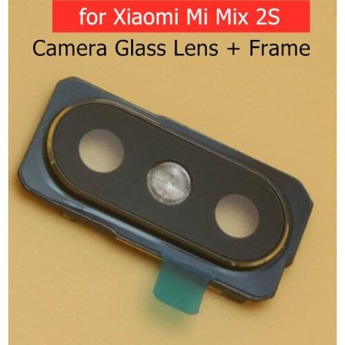 For Xiaomi Mi Mix 2s Back Rear Camera Glass Lens with Frame Holder with 3M Glue Replacement Repair Spare Parts