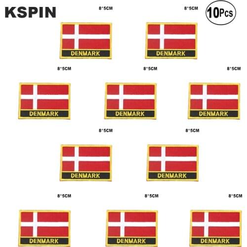 Denmark Flag Embroidery Patches Iron on Saw on Transfer patches Sewing Applications for Clothes in Home&Garden