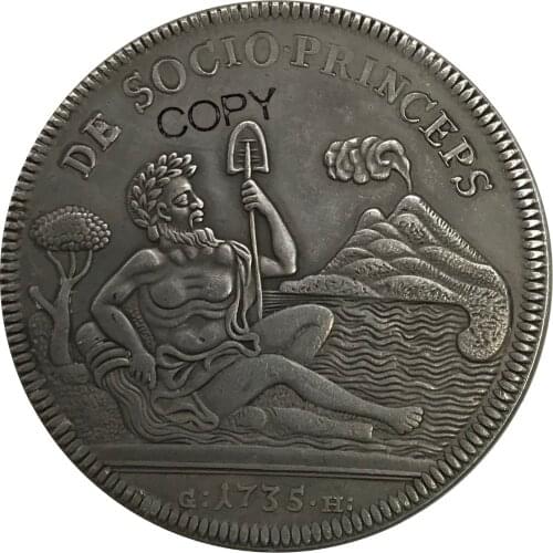 Italian States Kingdom of Naples 120 Grana Carlo I 1735 Plated Silver Copy Coin Commemorative COINS