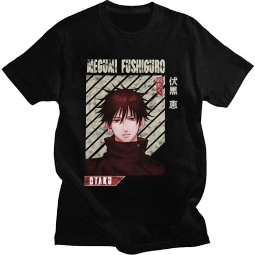 Jujutsu Kaisen Megumi Fushiguro T Shirt Homme Pre-shrunk Cotton Tee Tops Anime Manga Tshirt Short Sleeve Novelty T-shirt Gift