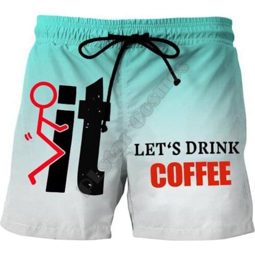 PLstar Cosmos Summer Casual Shorts Lets Drink Cffee 3D Printed Trousers For Women Men Shorts Comfortable breathable 03