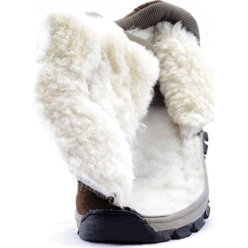 Men winter boots 2020 genuine leather winter shoes warm 100% wool men snow boots non-slip waterproof out door shoes