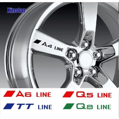4pcs Car Rim Wheel Sticker For Audi Sline A3 A4 A5 A6 A7 A8 TT Q3 Q5 Q7 S3 S4 S5 S6 B8